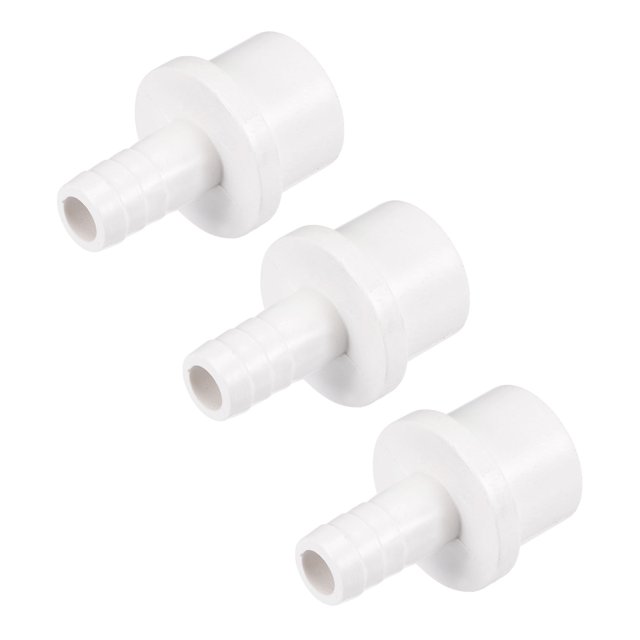 Unique Bargains 12mm Barb x 25mm Spigot Straight PVC Pipe Fitting Adapter White 3 Count