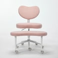 thumbnail image 2 of Lisonu Plus Size Cross Legged Office Chair, Pink Teddy Fabric Criss Cross Desk Chair with Swivel Stool & Lumbar Support, Flexible Active Sitting Meditation Chair for Home Office, 300 lbs Capacity, 2 of 26