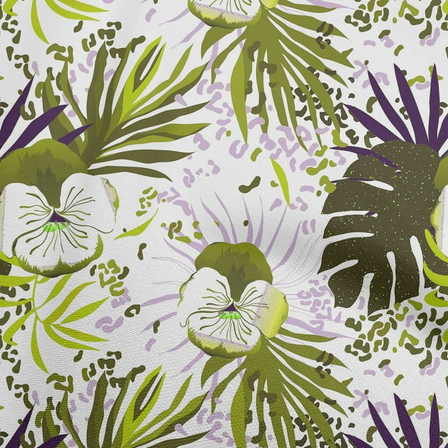 oneOone Cotton Poplin Light Green Fabric Tropical Sewing Craft Projects Fabric Prints By Yard 42 Inch Wide