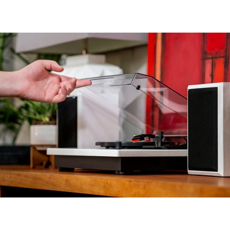 Victrola Montauk Bluetooth Record Player with 3 speed Turntable and Bookshelf Speakers - White