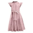 thumbnail image 6 of XXWXYD Girls Dresses Flutter Sleeve A-Line 𝖲undress Summer Casual Tiered Swing Midi Dress Lightweight Breathable Part𝗒 Beach Dress for Toddler Kids, 6 of 6