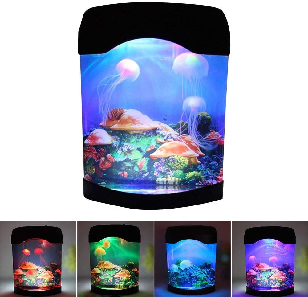 USB para Niños Adultos Regalo Lampara Medusa Jellyfish Lamp Aquarium 17 Cambios de Color Casa Decoración Control Remoto Alimentado por batería