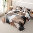 thumbnail image 3 of Homewish Aesthetic Brown Geometric Twin Quilt Set,Retro Abstract Art Twin Coverlet Set,2pcs, 3 of 7