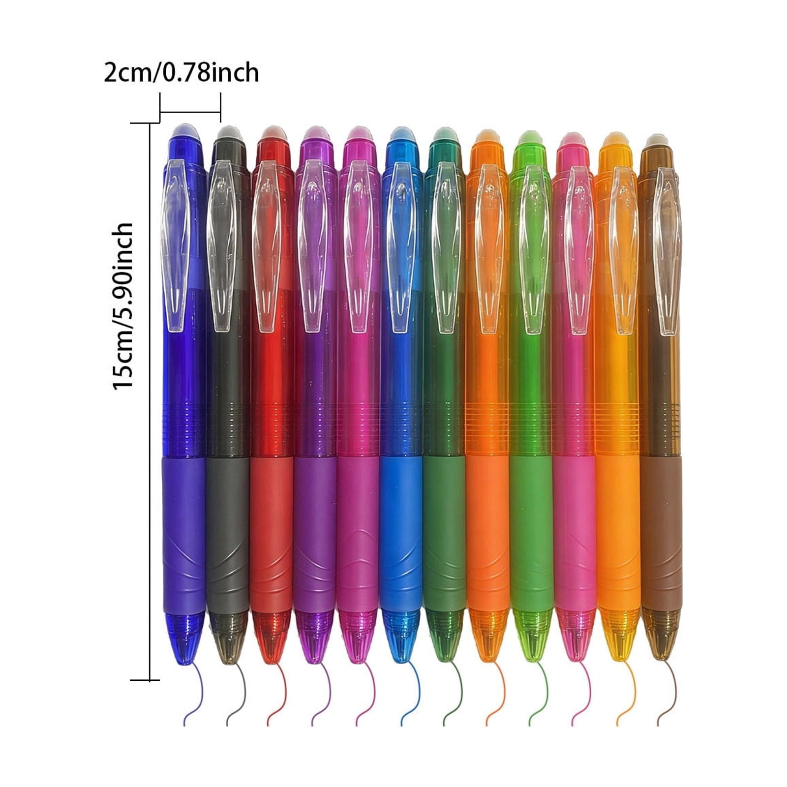 12-pack Retractable Erasable Gel Pens with Multi-color Thermal Sensitive Ink, 0.7mm Fine Point Pens for Office Note-taking, Journaling & Planning, AKLJWH