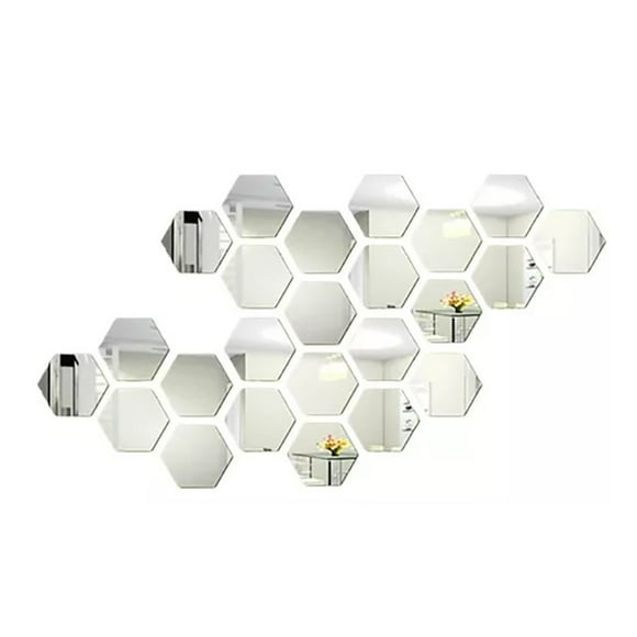 Pegatinas de pared de espejo NikouMX 24 piezas de espejo hexagonal