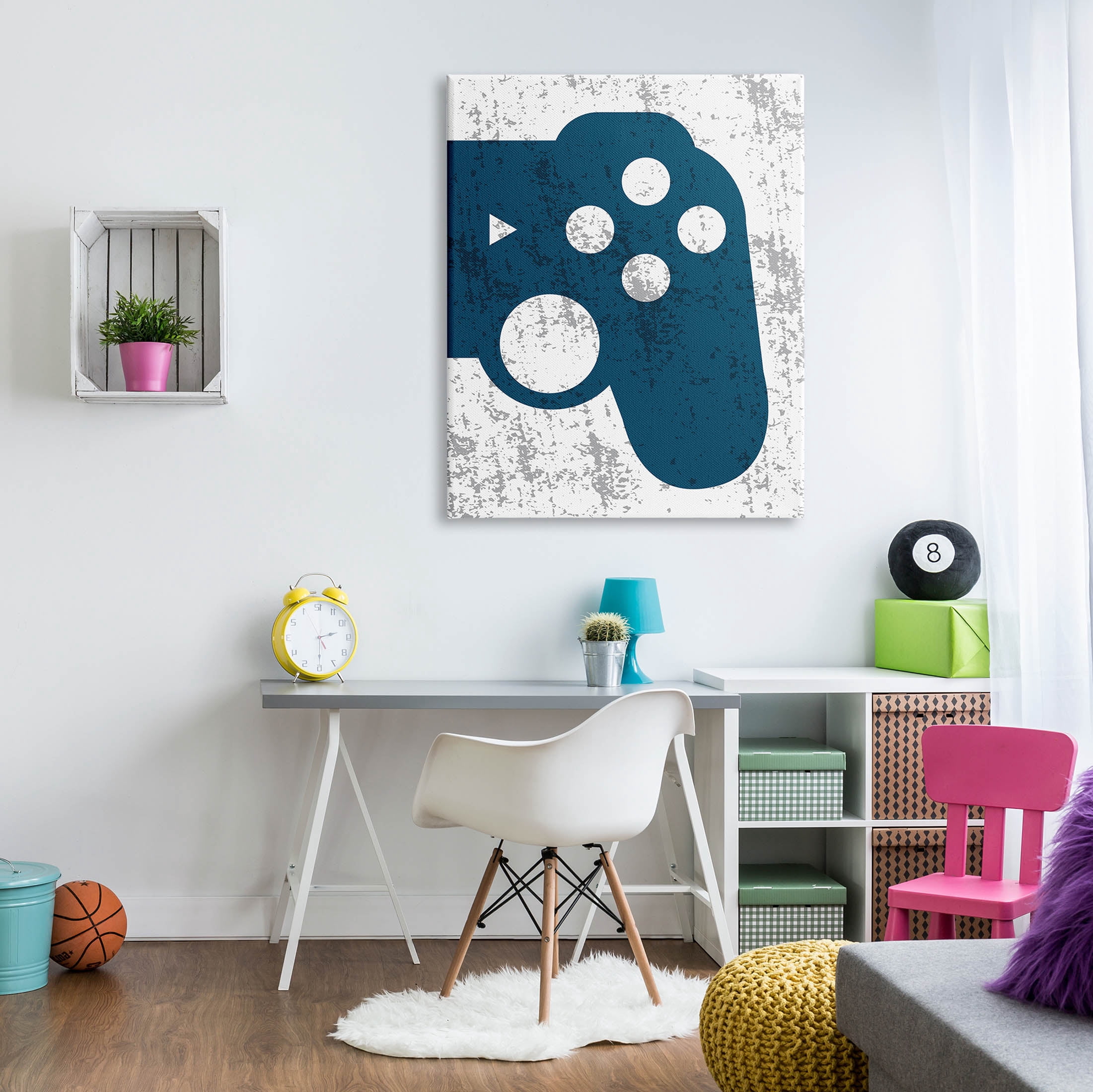 Stupell Industries Blue Gaming Controller Shape Graphic Art Gallery Wrapped Canvas Print Wall Art, Design by Kim Allen