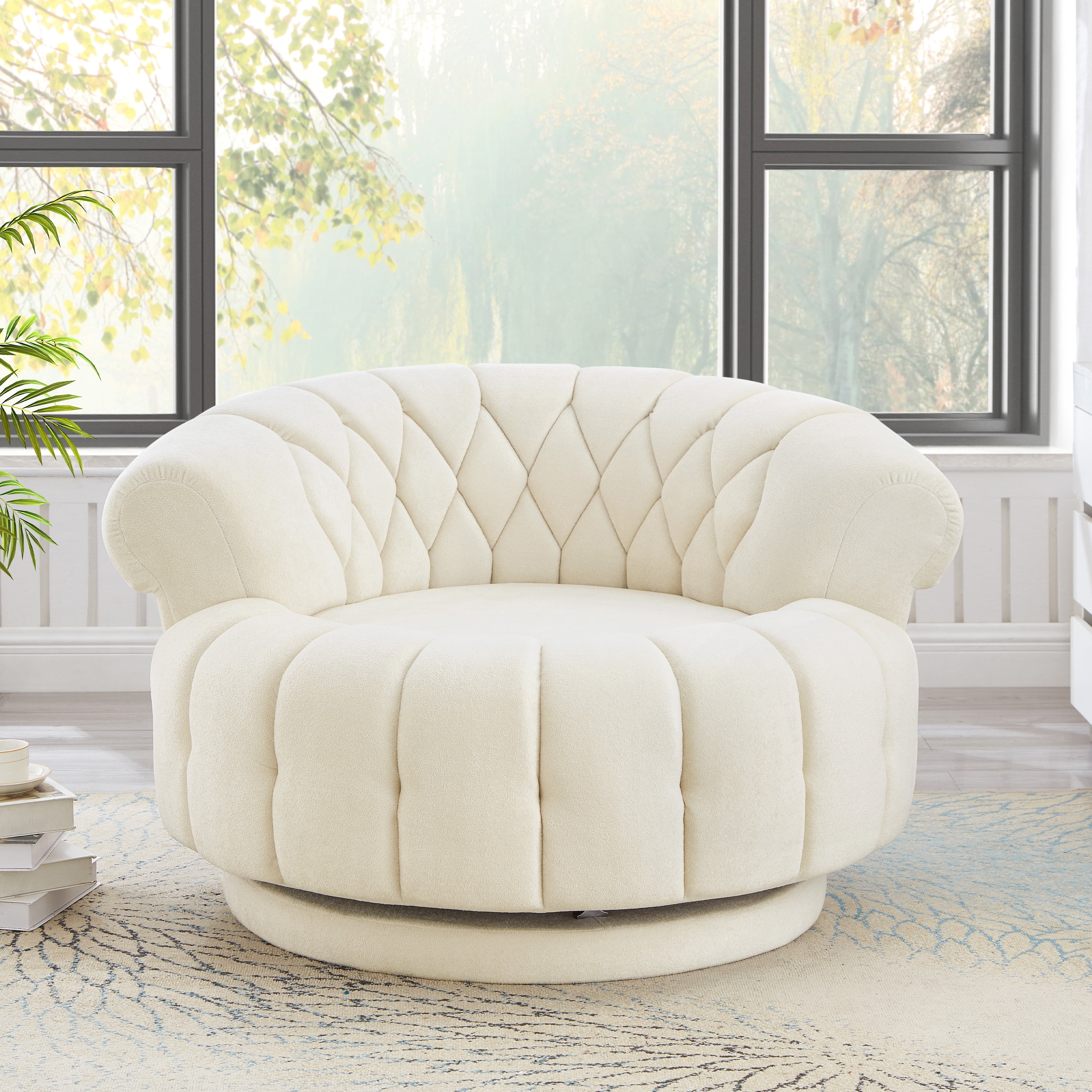 Euroco Swivel Accent Chair 360°Swivel Chair Sofa Barrel Swivel Chair Round Club Chair for Living Room and Bedroom