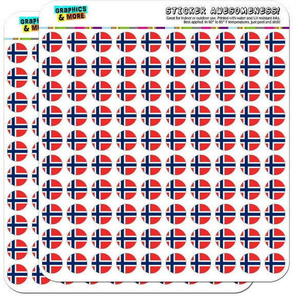 Norway National Country Flag 200 1/2" (0.5") Planner Calendar Scrapbooking Crafting Stickers