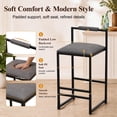 thumbnail image 3 of SESSLIFE Bar Stools Set of 2, Counter Height Bar Stools with PU Leather & Metal Legs, Barstools with Back, Bar Chairs for Kitchen Island, Gray, 3 of 8