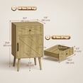 thumbnail image 3 of HOMCOM Nightstand Set of 2, Bedside Table Set with Drawer and Cabinet, Oak, 3 of 10