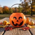 thumbnail image 4 of Tyidzon Halloween Pumpkin Candy Bucket Trick or Treat, Plastic Jack O Lantern Pail with Handle for Kids Party Decor, 3.5 inch, 4 of 7