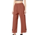 thumbnail image 4 of Lumtrix Linen Pants Women 2026 Summer Beach Vacation Trousers Elastic Waist Linen Capris Pants Boho Dressy Casual Travel Pant Orange XL, 4 of 5