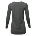 thumbnail image 3 of A2Y Women's Basic Solid Soft Cotton Long Sleeve Crew Neck Top Shirts Charcoal S, 3 of 3