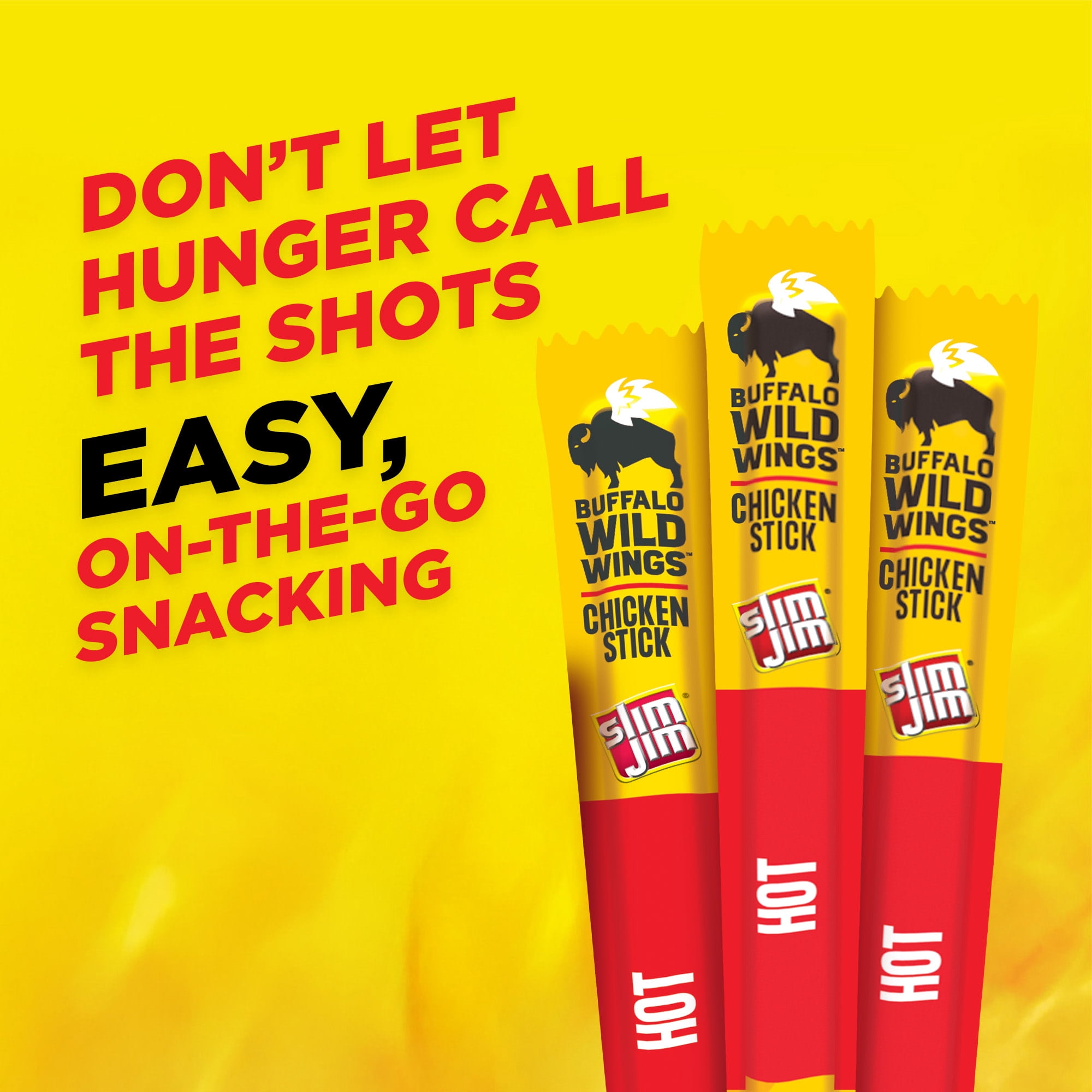 Slim Jim Giant Chicken Sticks, Buffalo Wild Wings Hot, 6g Protein per Stick, 0.97oz.