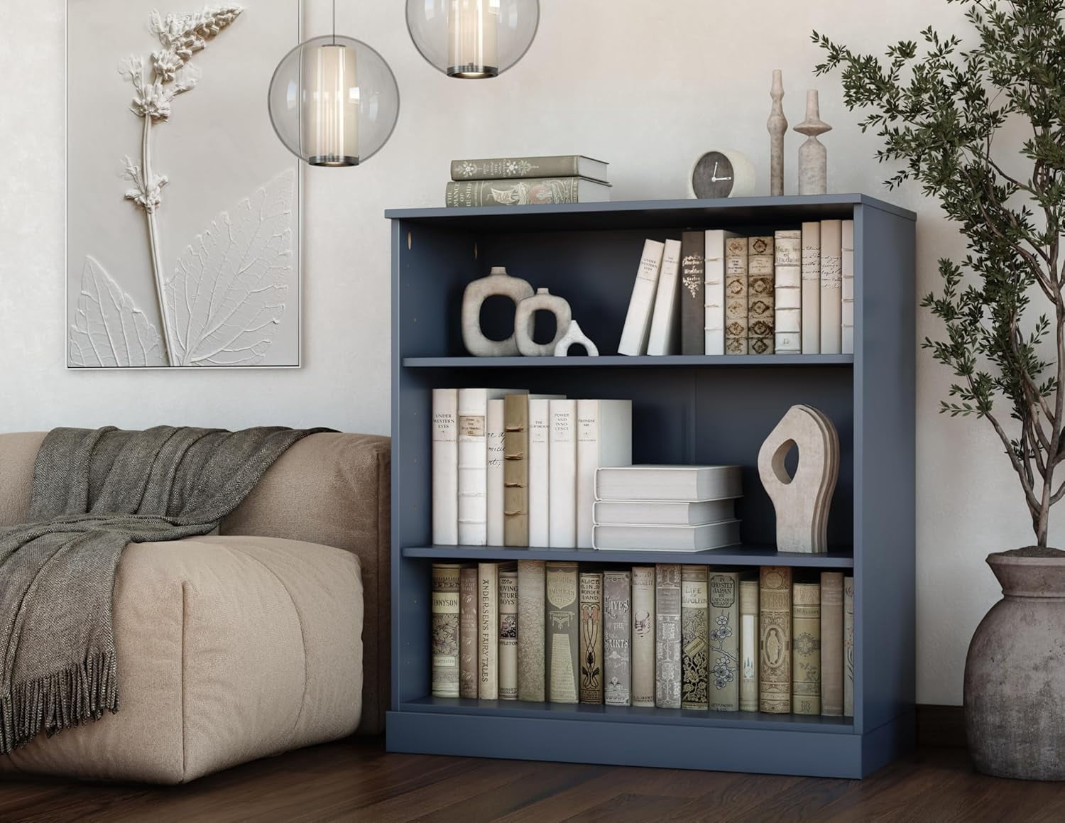 Palace Imports 100% Solid Wood 3-shelf Bookcase with Adjustable Shelves, White