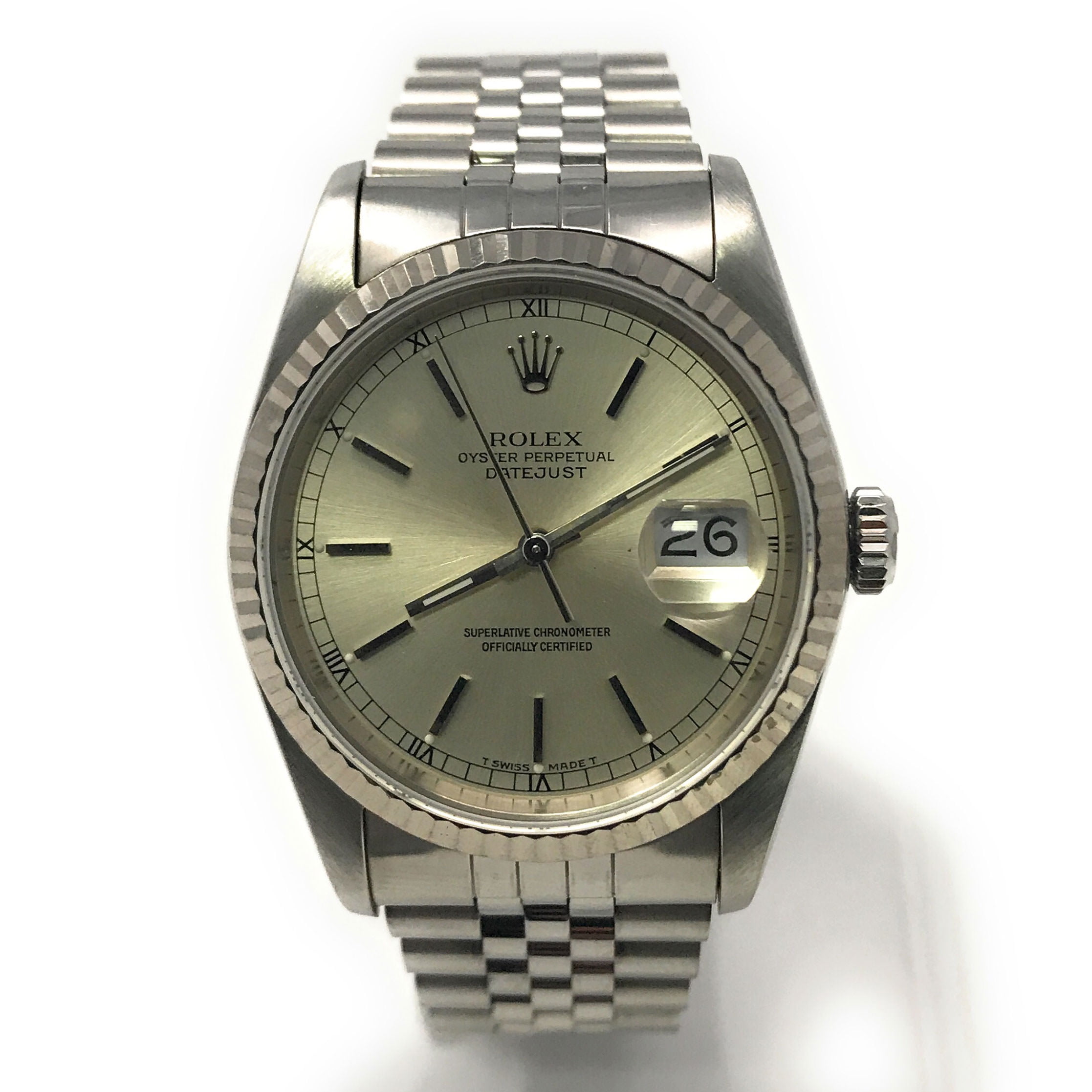 rolex datejust silver and gold