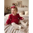 thumbnail image 5 of RUINIXCW Infant Girl Outfit Puff Long Sleeve Square Neck Bubble Romper and Headband, 5 of 8