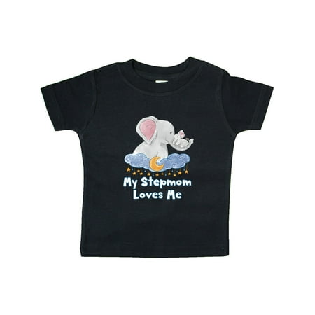

Inktastic My Stepmom Loves Me Cute Elephants Clouds Moon and Stars Gift Baby Boy or Baby Girl T-Shirt