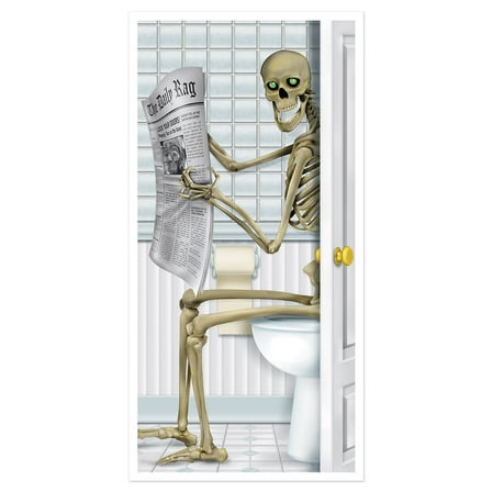 Skeleton Restroom Door Cover, 5' x 30", (2/Pkg)