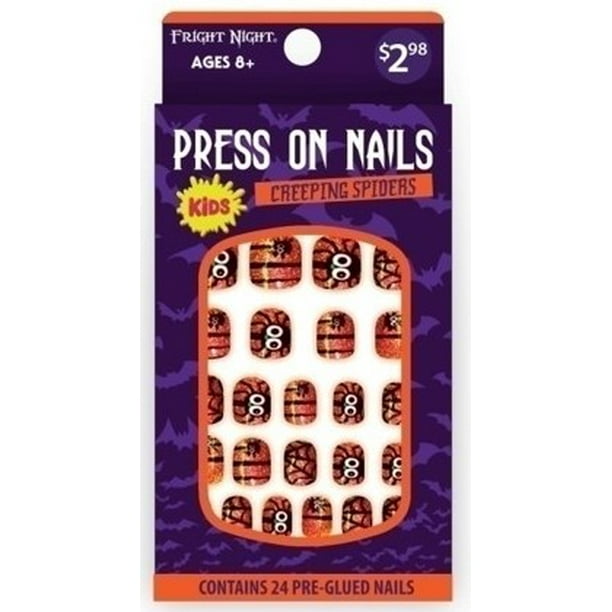 Halloween Fright Night Creeping Spiders Kids Nails 24 Nails Walmart Com Walmart Com