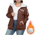 thumbnail image 1 of Suéter de manga larga con capucha y chaquetas informales para mujer, moda de talla grande, color liso, con cremallera y capucha, suéter grueso de terciopelo, hombros caídos, blusa de poliéster para mu, 1 of 4