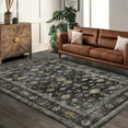 thumbnail image 3 of EcoSummer Vintage Washable Area Rug for Bedroom, Distressed Non Slip Non-Shedding Floral Soft Throw Rugs for Living Room Dining Entryway Bathroom Kitchen Foyer Bedside Playroom Nursery Black 5'x7', 3 of 6