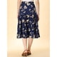 thumbnail image 5 of Falda midi floral Allegra K con Bolsillos vintage elegantes capas Cintura elástica mujer Cian tibetano S, 5 of 6