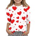 thumbnail image 1 of COM1950s Chemise de la Saint-Valentin pour Garçons, Chemise de la Saint-Valentin pour Garçons et Filles, Imprimé Saint-Valentin pour Garçons et Adultes, Manches Trois-Quarts, Col Rond, Chandail de Base, Chemise de la Saint-Valentin, 1 of 9