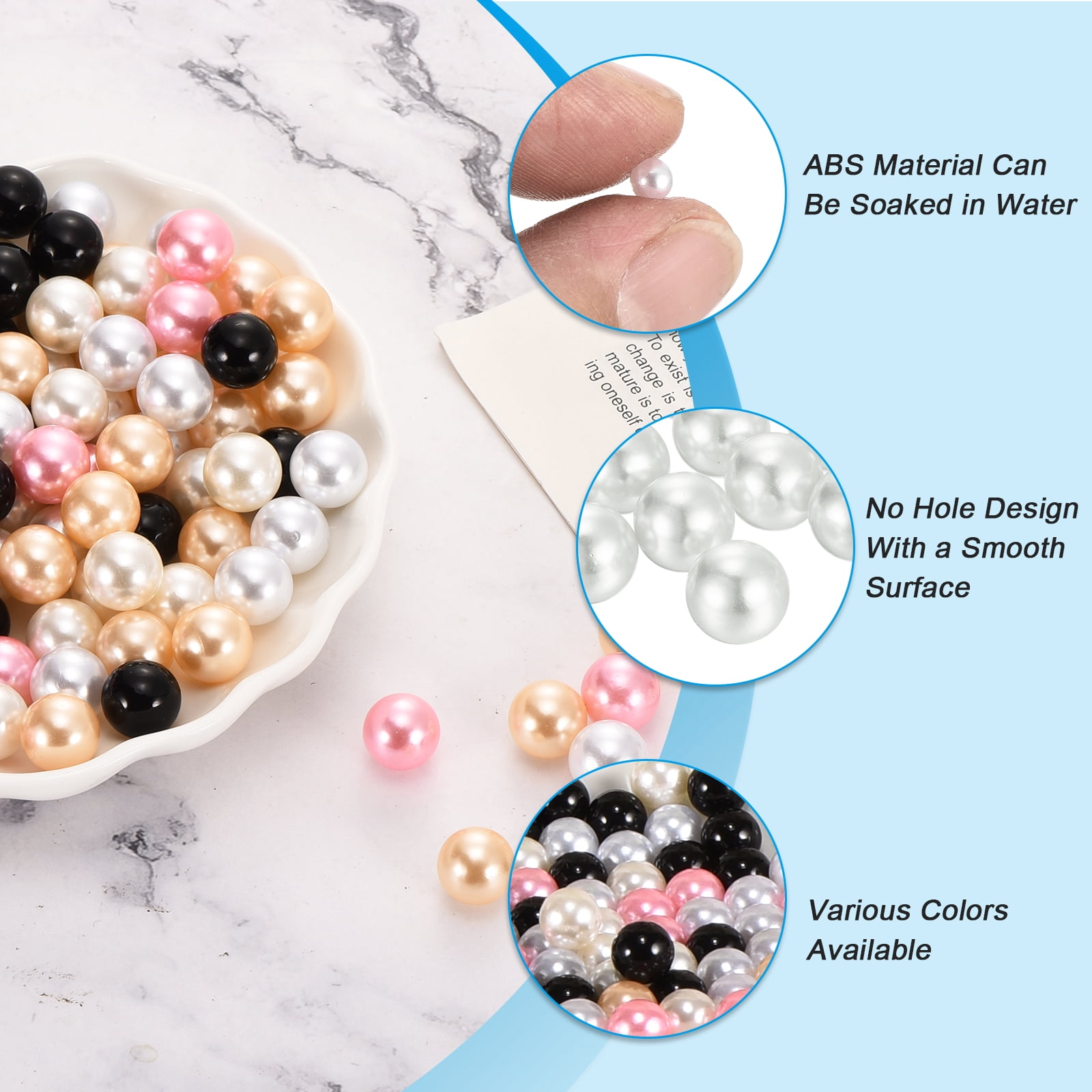 Uxcell 9000pcs 4mm White Pearl Beads ABS Faux Pearls Vase Fillers 300g Ornaments Filler for Crafts