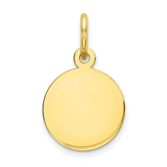 Auriga 10K Yellow Gold Plain .013 Gauge Circular Engravable Disc Charm for Women (L-17 mm,W-10 mm)