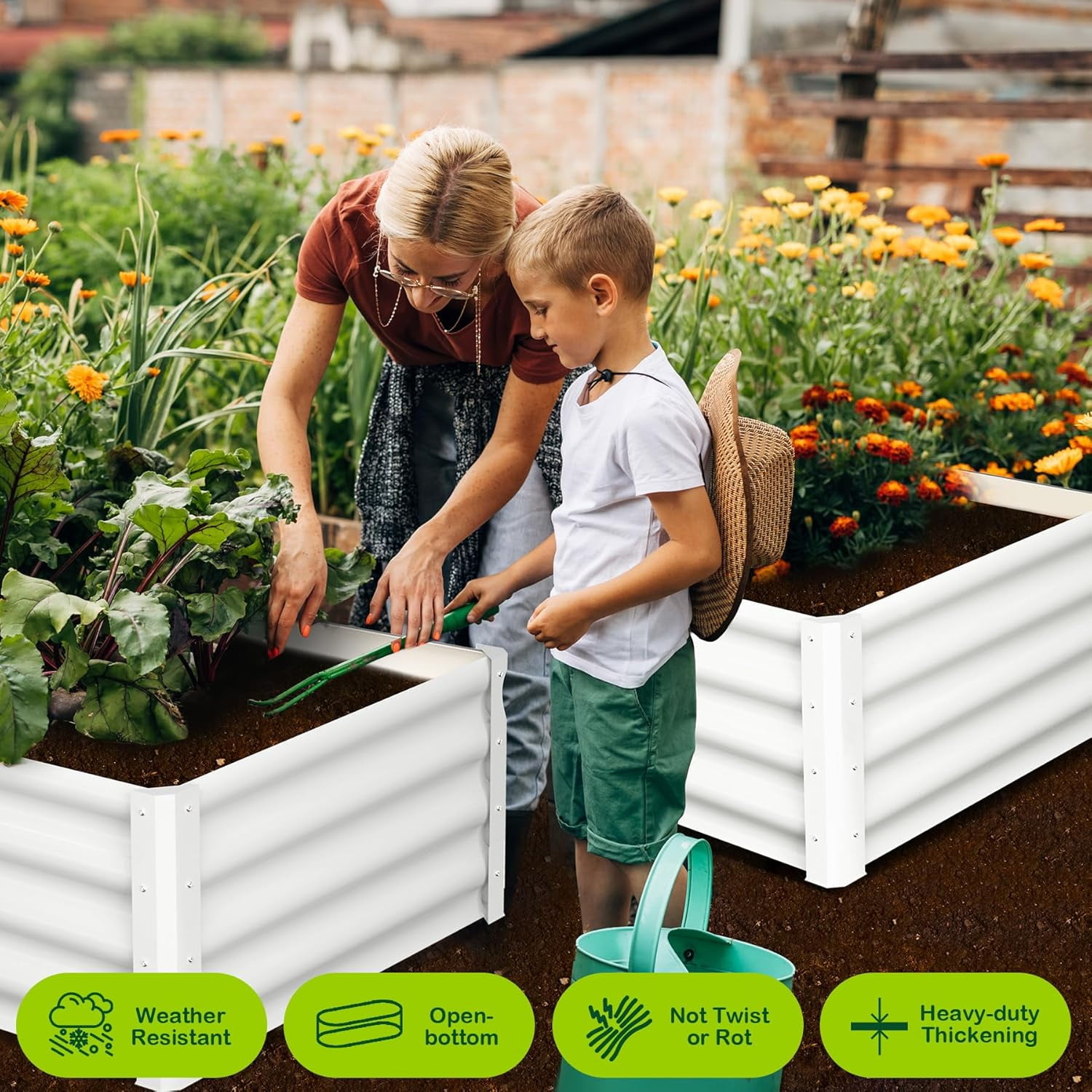 Galvanized Raised Garden Bed,Outdoor Planter Box Metal Patio Kit,Outdoor Rectangular Metal Planter,Planting Bed for Vegetables Flowers Herb