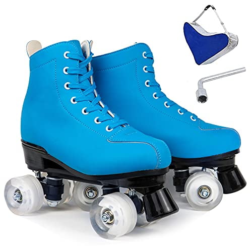 Womens Roller Skates Classic High-top for Girls Adult Outdoor Four-Wheel Flashing Roller Skates for Girls,with Carry Bag