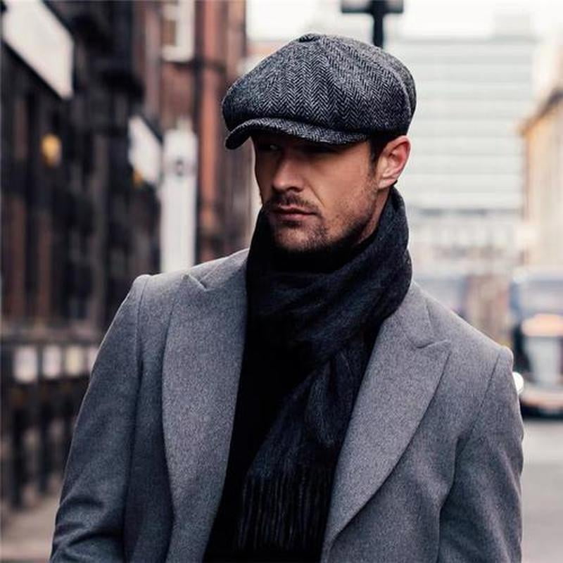 Herringbone newsboy cap on sale