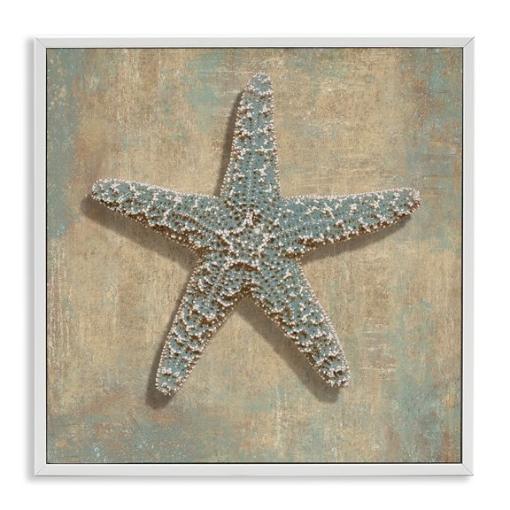 Stupell Industries Starfish Beach Objects Design Nature Painting White Framed Art Print Wall Art, 17 x 17