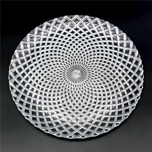 Red Pomegranate Collection R1453-2 Pavo Gilded Glass Dinner Plate, Silver - Set of 4