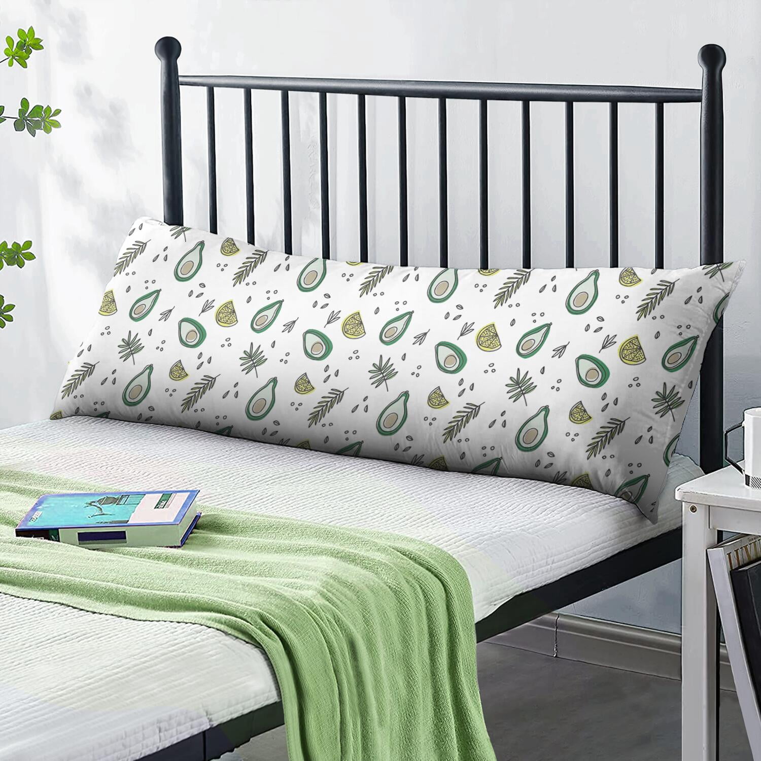 Avocado Art Body Pillow Cover 20x54 - Stylish Green Fruit Pattern Long Pillow Case with Zipper, Full Body Pillow Protector, Stretchy Durable & Machine Washable for Home & Office