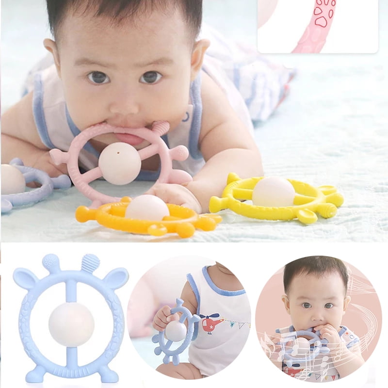 VONTER Baby Teething Toy Set/Silicone BPA Free Natural Organic Freezer Safe Teething Toys for Babies 0-6 Months/Soft & Textured - Love Gift for Newborn Infant
