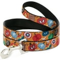 thumbnail image 1 of Marvel Comics Pet Leash, Dog Leash, Marvel Avengers Halloween Jack O Lantern Pumpkin Icons Orange, 4 Feet Long 1.5 Inch Wide, 1 of 1