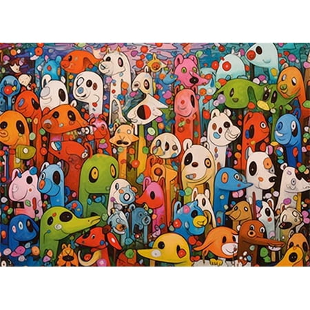 Jigsaw Puzzles 50 Pieces For Adults Cute Cartoon Dogs Formation Wooden Educational Games For Family Friend Home Decoration Funny Wall Art Gift