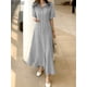 thumbnail image 2 of ZANZEA Female Summer Elegant Sundress Stripe Printed Women Dress Short Sleeve Robe Fashion Lapel Neck Casual Office VestidosXL Gao Jinjia LED, 2 of 2