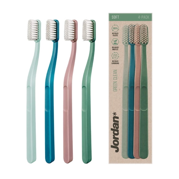 Cepillo de dientes Jordan Green Clean cerdas suaves, 4 unidades