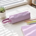thumbnail image 2 of Canvas Pencil Pouch, Solid Color Pencil Case with Carry Strap, Portable Stationery Organizer for Office Workstation Artist Drawing and Travel Storage, 2 of 6