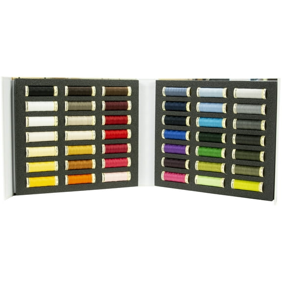 Gutermann Thread Notebook With 42 Individual 110 Yard Spools Of 100% Polyester Thread, Assorted Colors