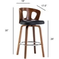 thumbnail image 3 of Modern Wood And Black Faux Leather Swivel Barstool 26 Inch Seat Height, 3 of 4