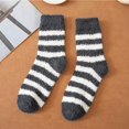 thumbnail image 2 of BRICH Adult Unisex Women Men Striped Thick Plush Warm Floor Socks Autumn Winter Soft Cozy Casual Middle Tube Socks Dark Gray One Size, 2 of 6
