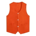 thumbnail image 2 of Haitryli Women Men Button Vest Volunteer Activity Vest Unisex Waiter Waistcoat Bartender Work Uniform Orange XXL, 2 of 4