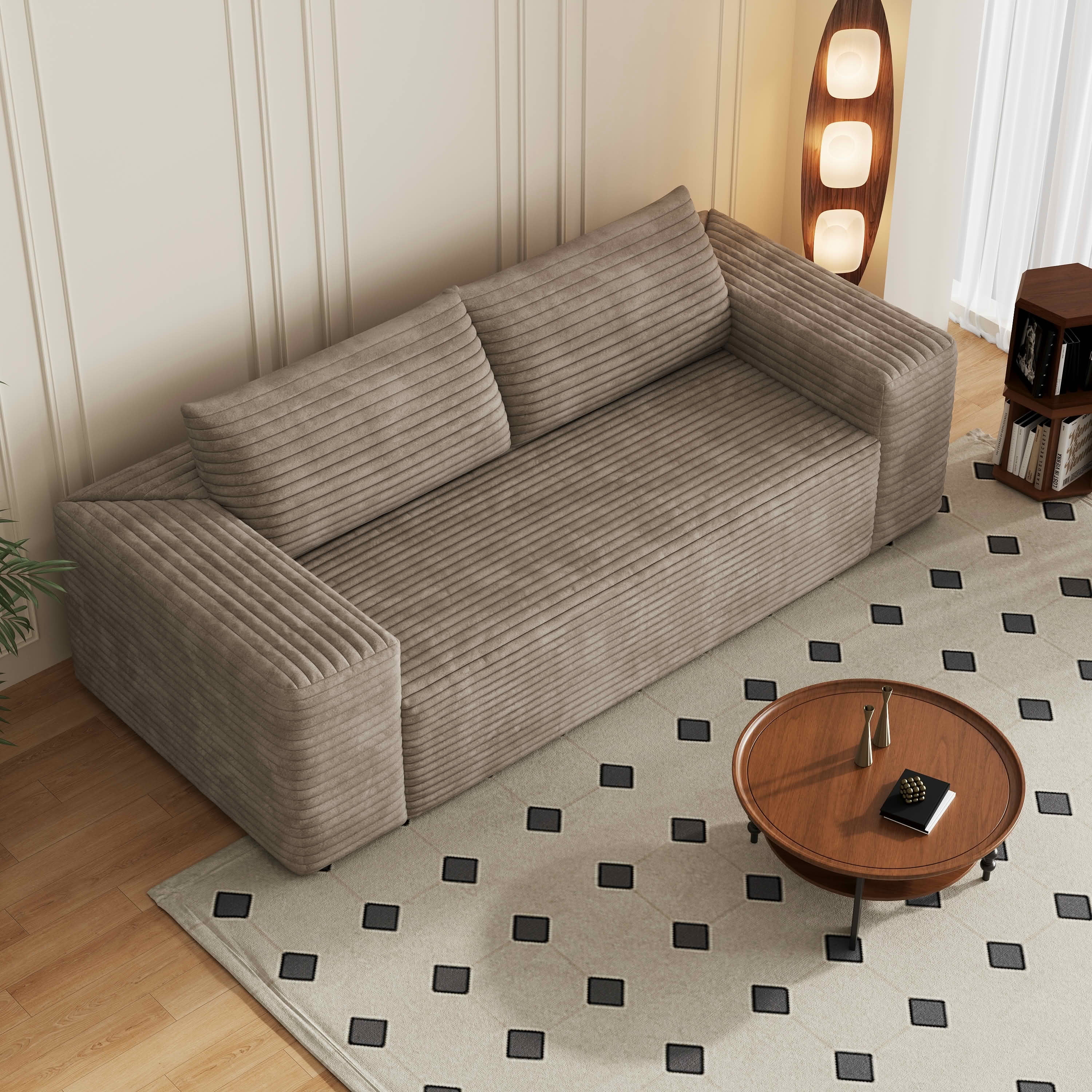 MAYEERTY 78.8 Inch 3‑Seater Corduroy Sofa, Deep‑Seat Comfy Couch, No Assembly Required for Living Room Bedroom Conference Room Apartment