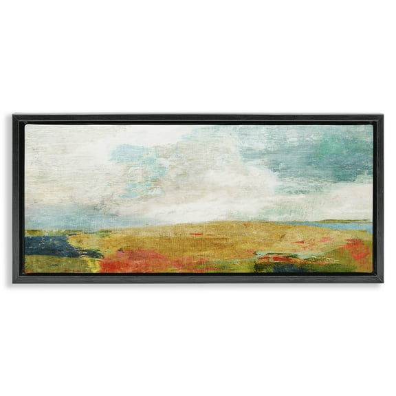 Stupell Industries Rural Country Hills Impression Abstract Painting Black Floater Framed Canvas Art Print Wall Art, 25 x 11