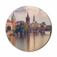 thumbnail image 1 of Landscape Mouse Pad for Computers, Pastoral View at Charles Bridge Spires of Prague Central Europe Gothic Buildings, Round Non-Slip Thick Rubber Modern Mousepad, 8" Round, Multicolor, by Ambesonne, 1 of 2