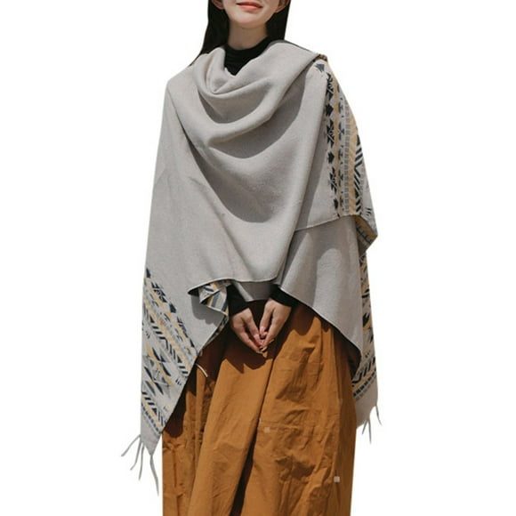 Cozy Women's Shawl Cardigan Cape Wrap Knitted Scarf For Fall Winter Versatile Fashion Poncho Outerwear Sparkly